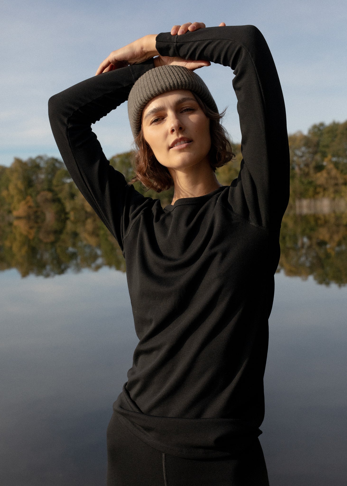 Namaldi Women's Thermal Shirt in Black.