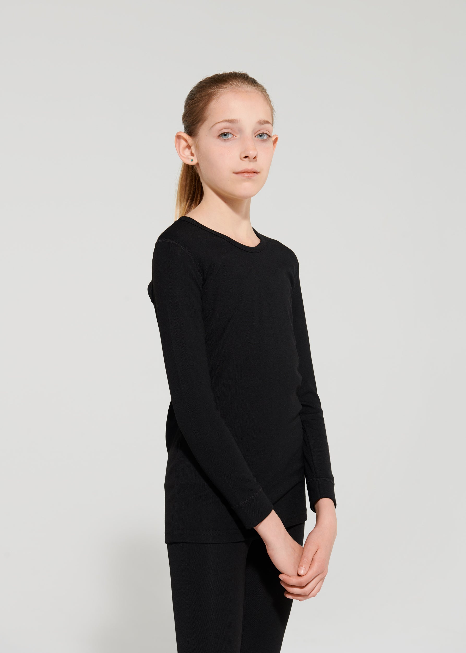 Namaldi Kid's Thermal Shirt in Black.