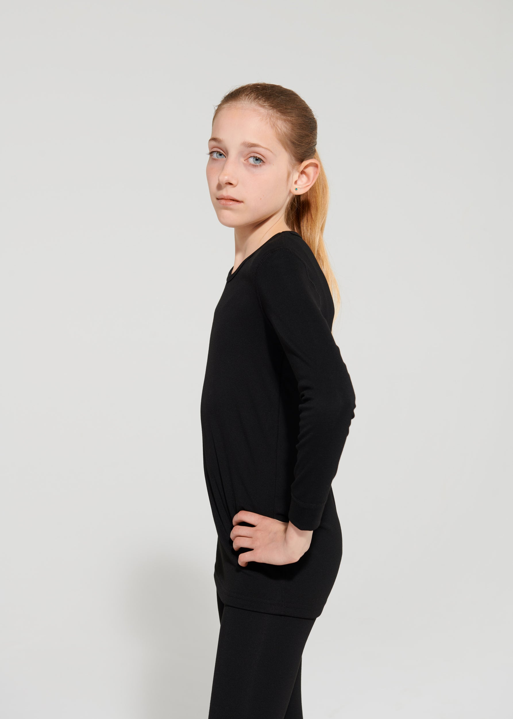 Namaldi Kid's Thermal Shirt in Black.