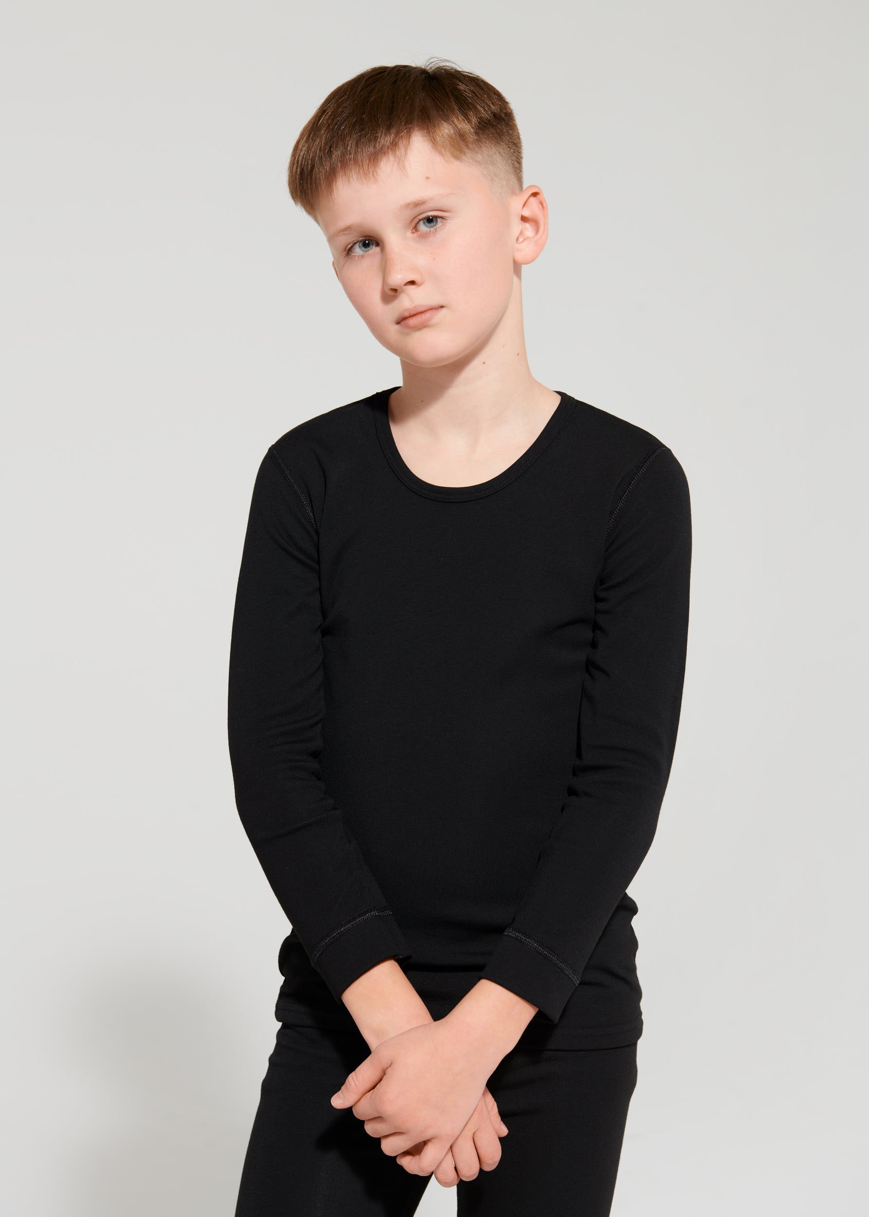 Namaldi Kid's Thermal Shirt in Black.