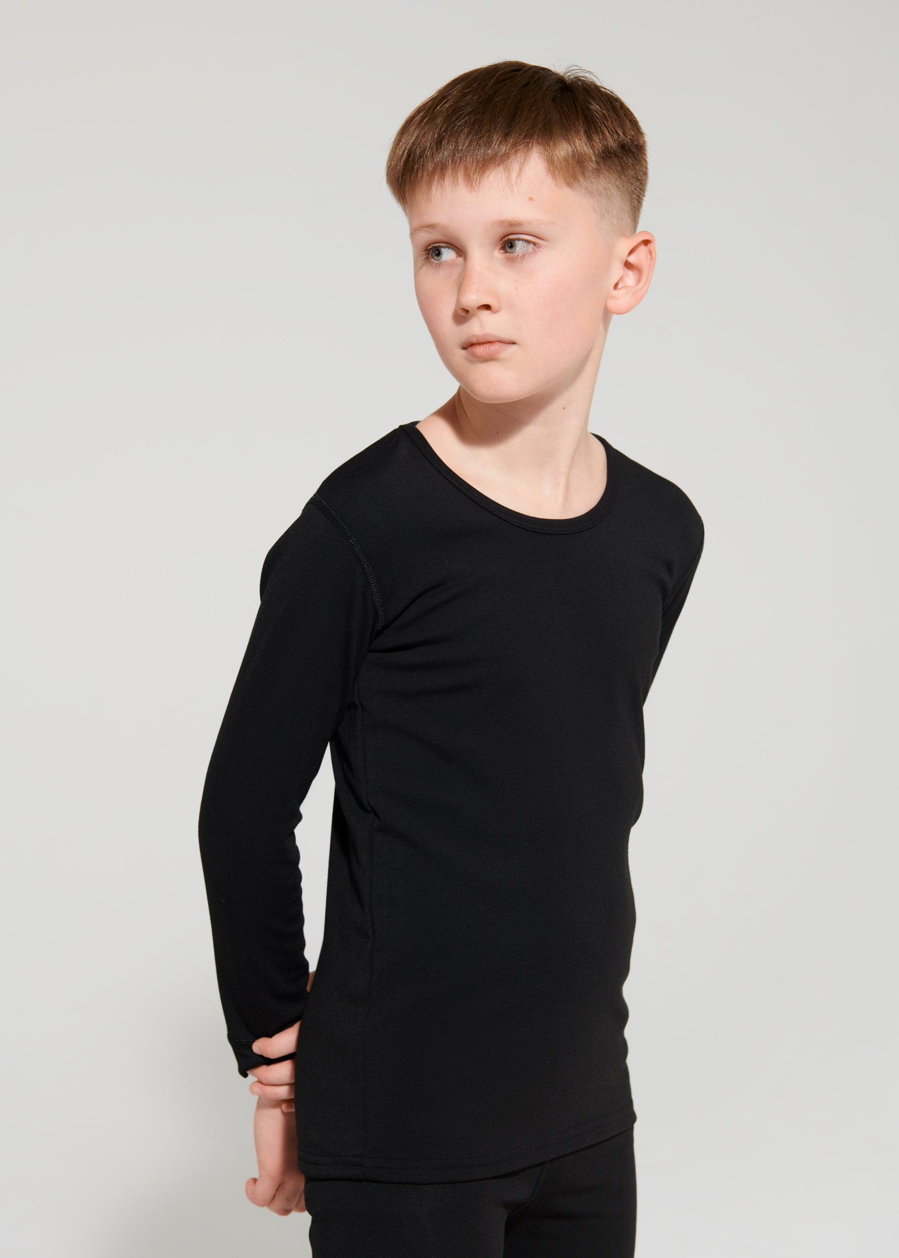 Namaldi Kid's Thermal Shirt in Black.