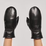 Cozy Women's Leather Mittens with Natural Fur.